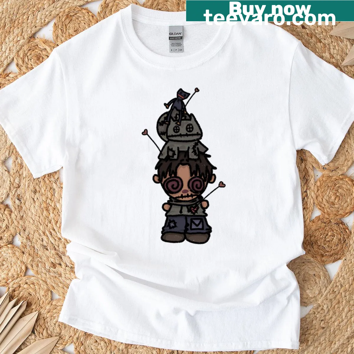 T-shirt with whimsical voodoo-themed graphic — on a men's t-shirt