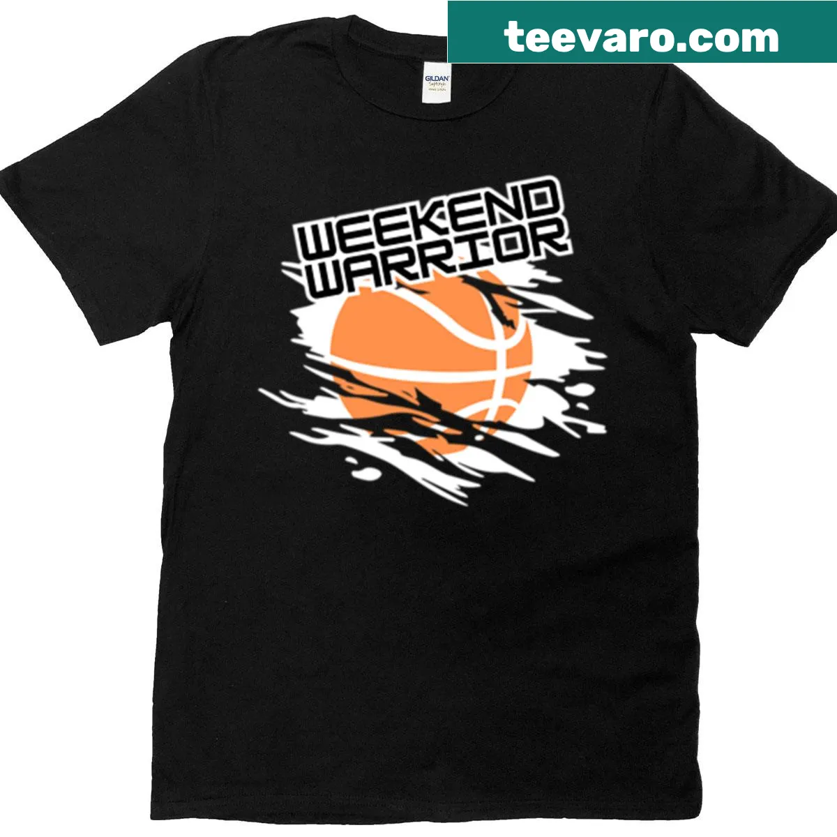 Illustration of outdoor gear on a Weekend Warrior T-shirt — on a men's t-shirt