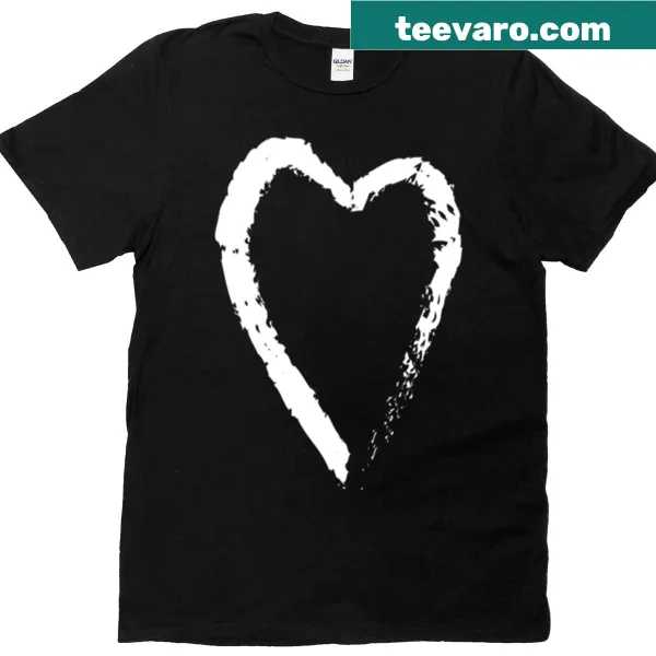Simple White Heart graphic T-shirt promoting love and kindness.