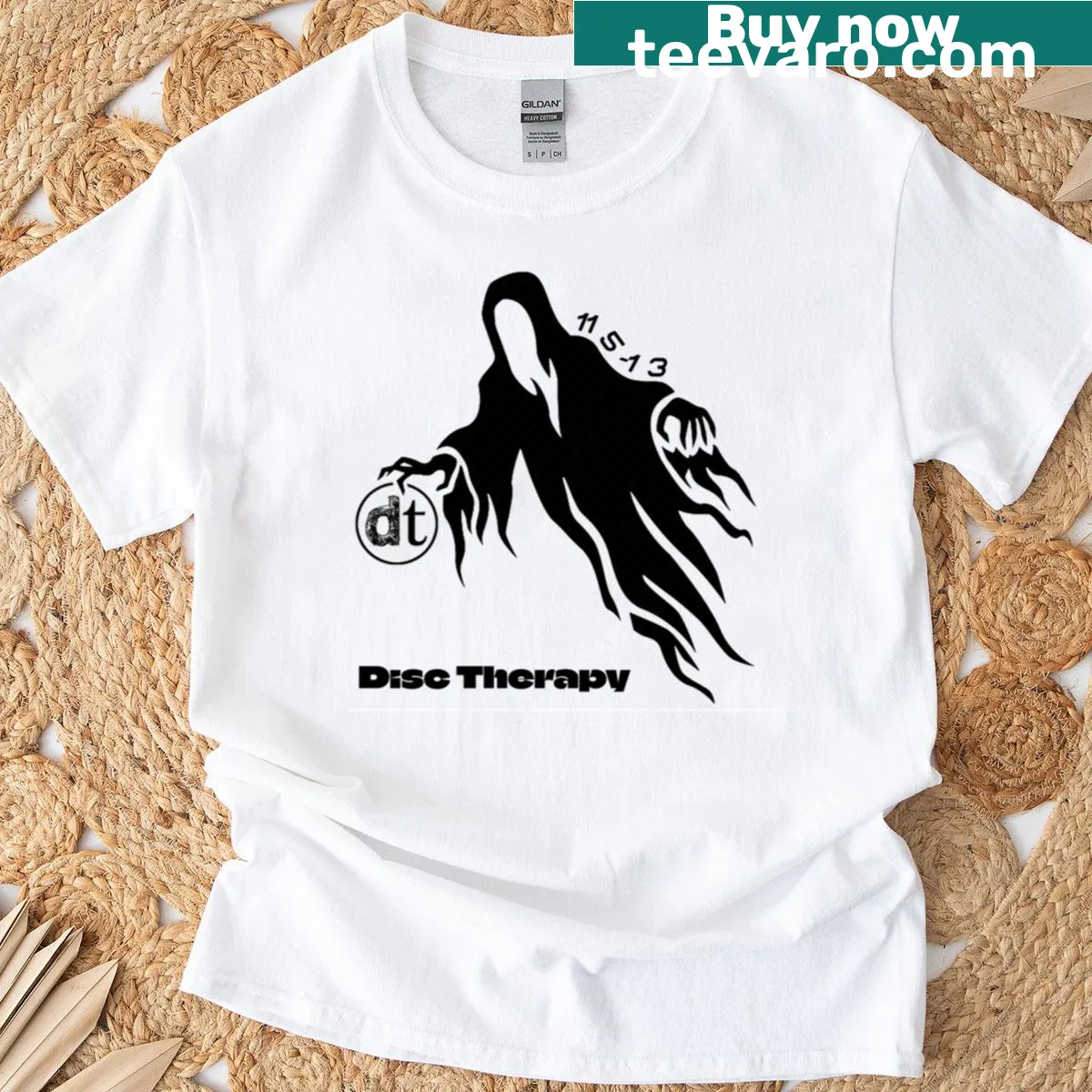 Boxy T-shirt featuring an abstract wraith graphic — on a men's t-shirt