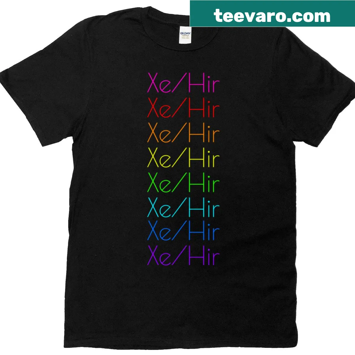 T-shirt featuring the pronoun 'Xehir' in bold typography — on a men's t-shirt