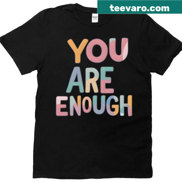 Bold typography 'You Are Enough' in pastel tones