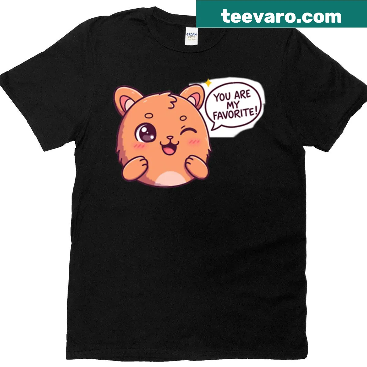 T-shirt with cute winking animal graphic and text 'You Are My Favorite' — on a men's t-shirt