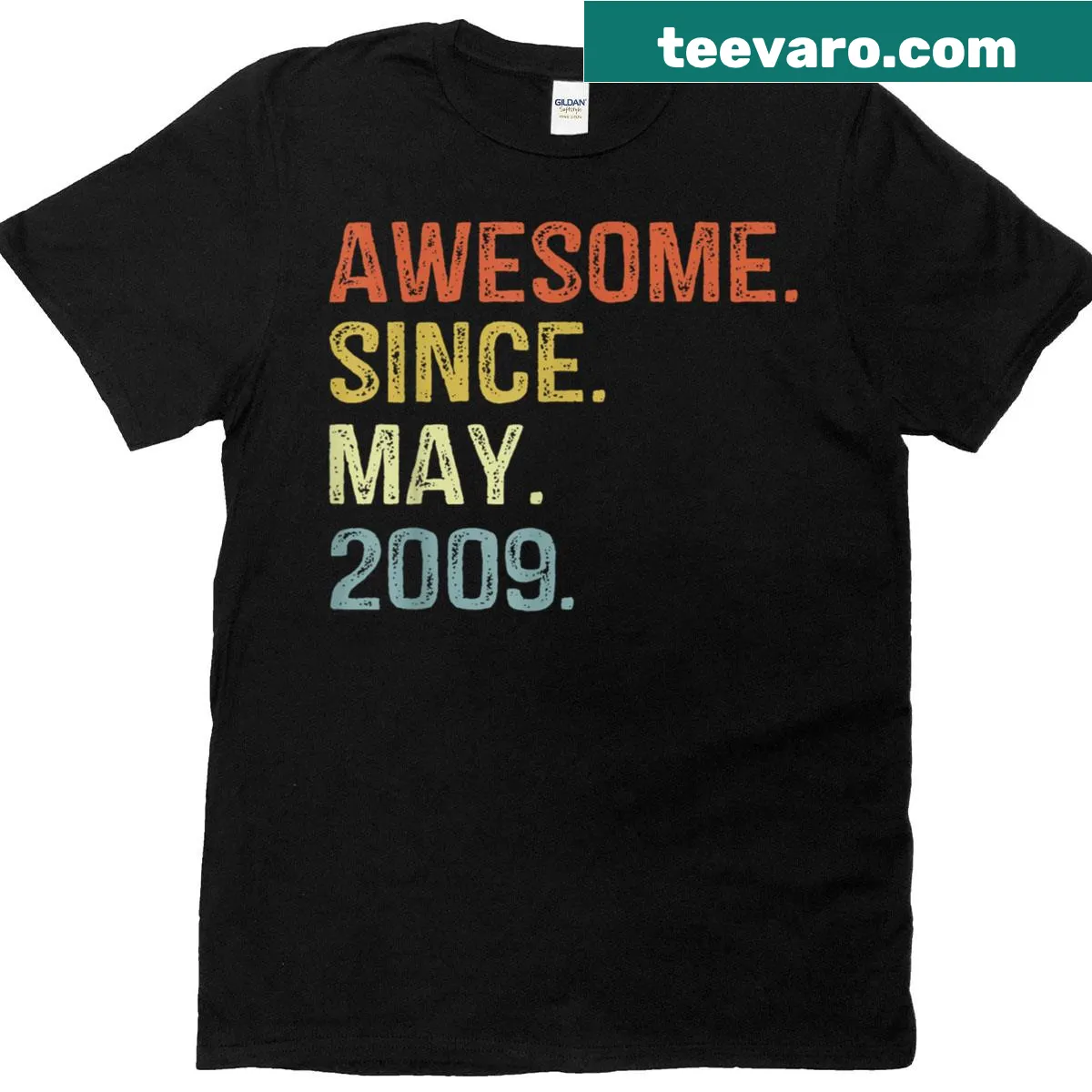 Vintage-style t-shirt celebrating 16th birthday since May 2009 — on a men's t-shirt