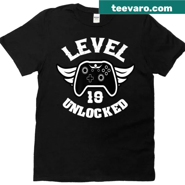 19th birthday gaming-themed T-shirt with playful graphics