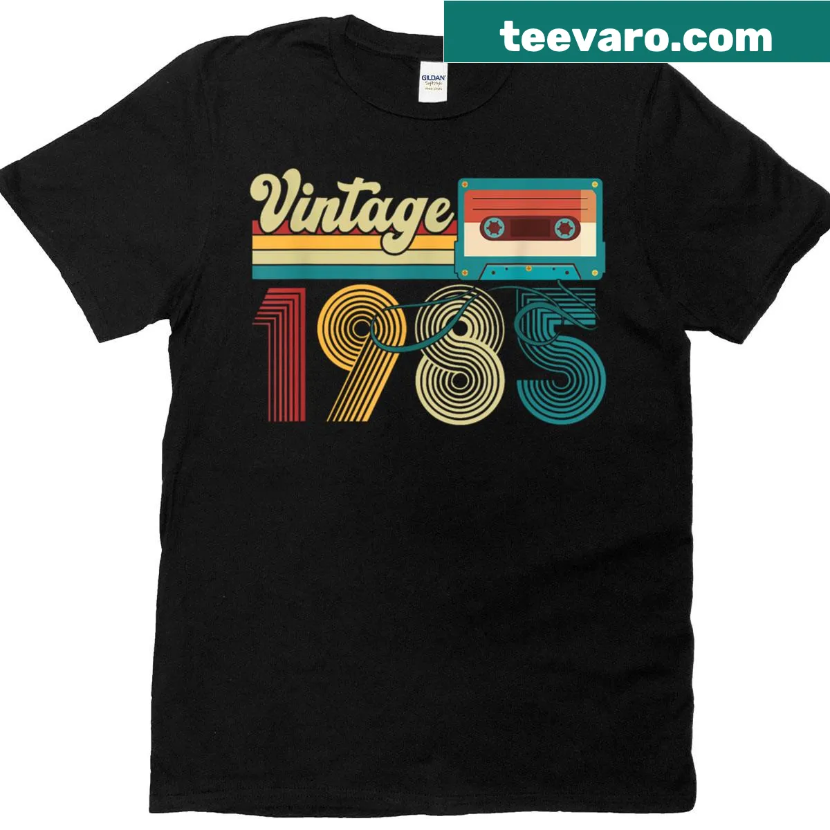 Retro 1985 cassette tape design on a vintage birthday t-shirt — on a men's t-shirt