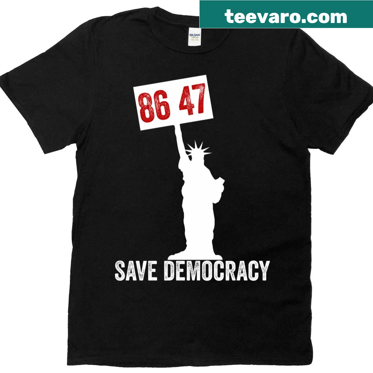 Anti-Trump t-shirt featuring the Statue of Liberty graphic — on a men's t-shirt