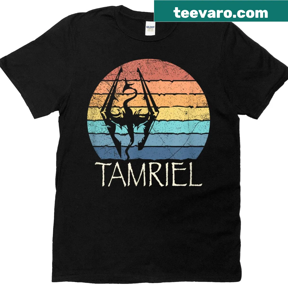 Retro design t-shirt celebrating Akatosh from Tamriel — on a men's t-shirt