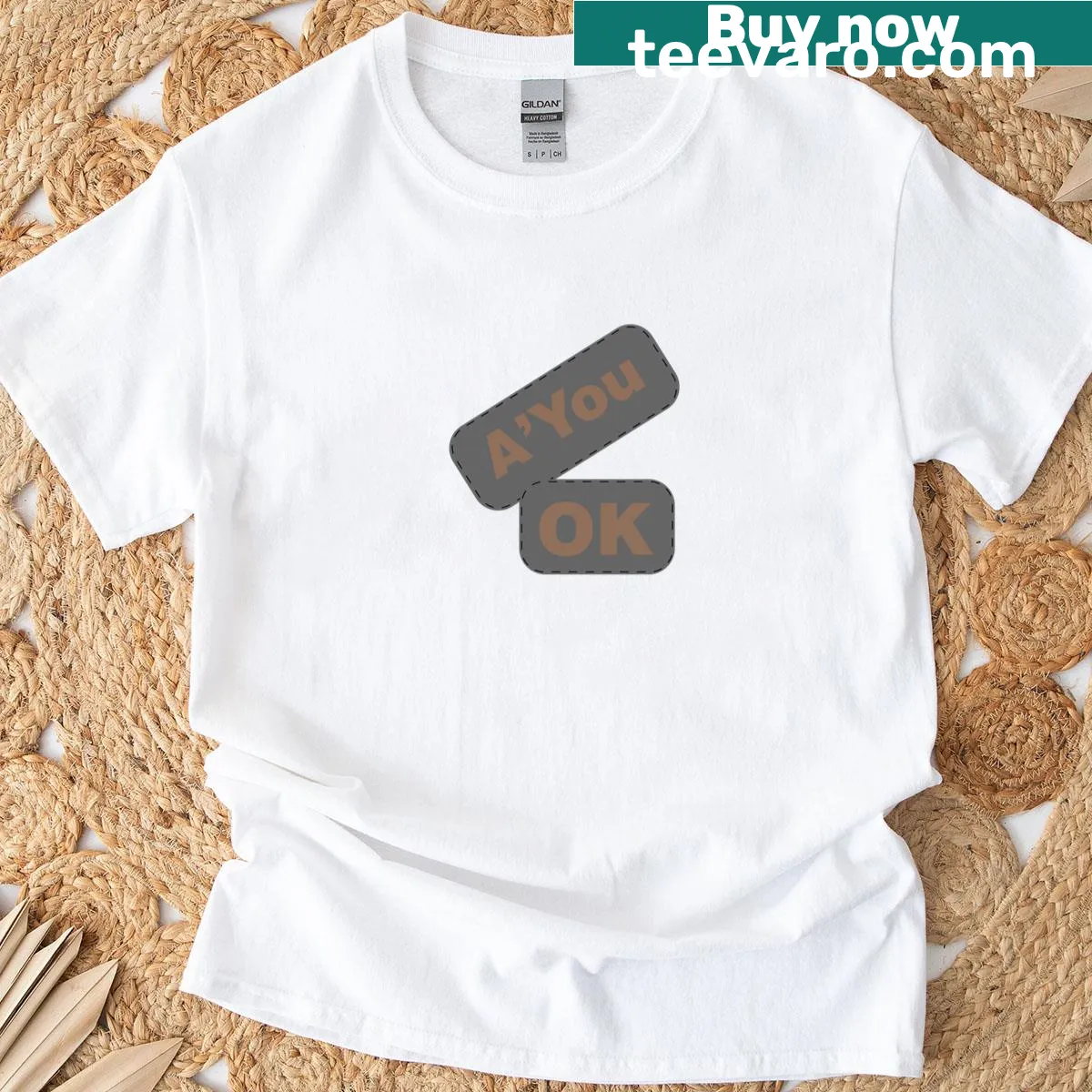 T-shirt with 'Are You Ok' text design for friendly check-ins — on a men's t-shirt