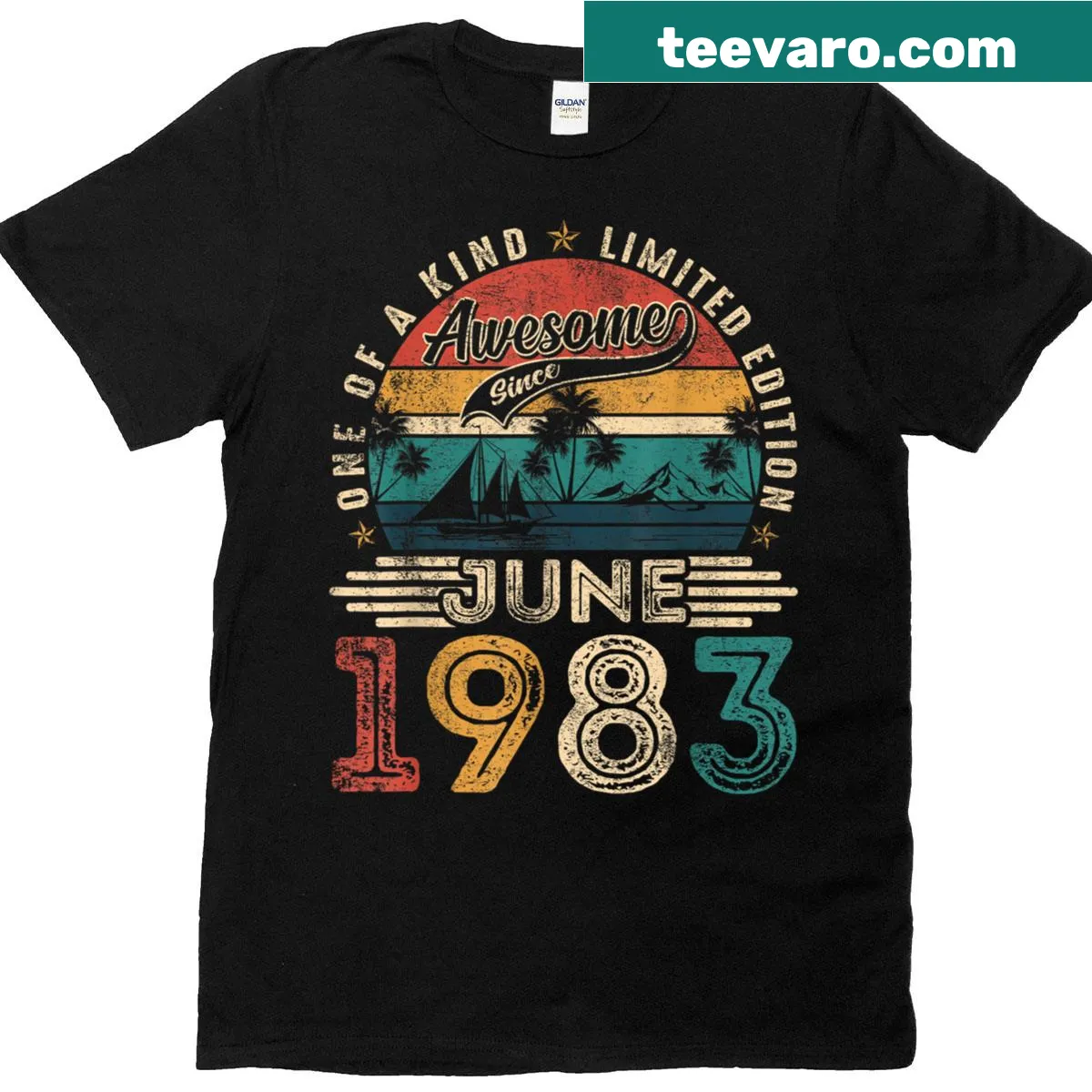 Vintage-style birthday T-shirt for dads celebrating 42nd birthday — on a men's t-shirt