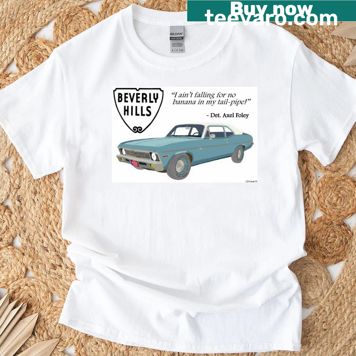 T-shirt featuring Axel Nova logo with a retro car culture theme — on a men's t-shirt