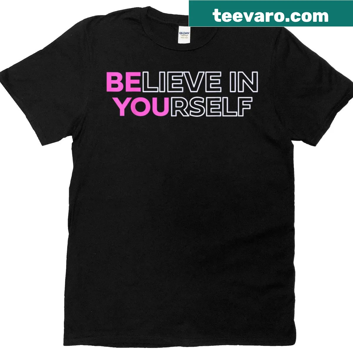 Motivational t-shirt for women with the phrase Believe In Yourself — on a men's t-shirt