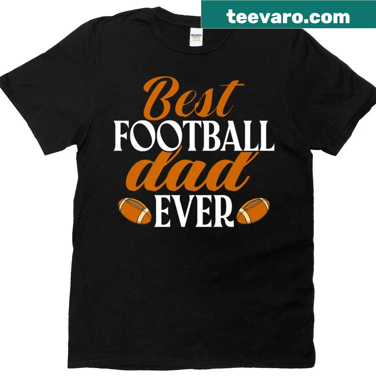 Best Football Dad Ever T-shirt with bold typography design — on a men's t-shirt