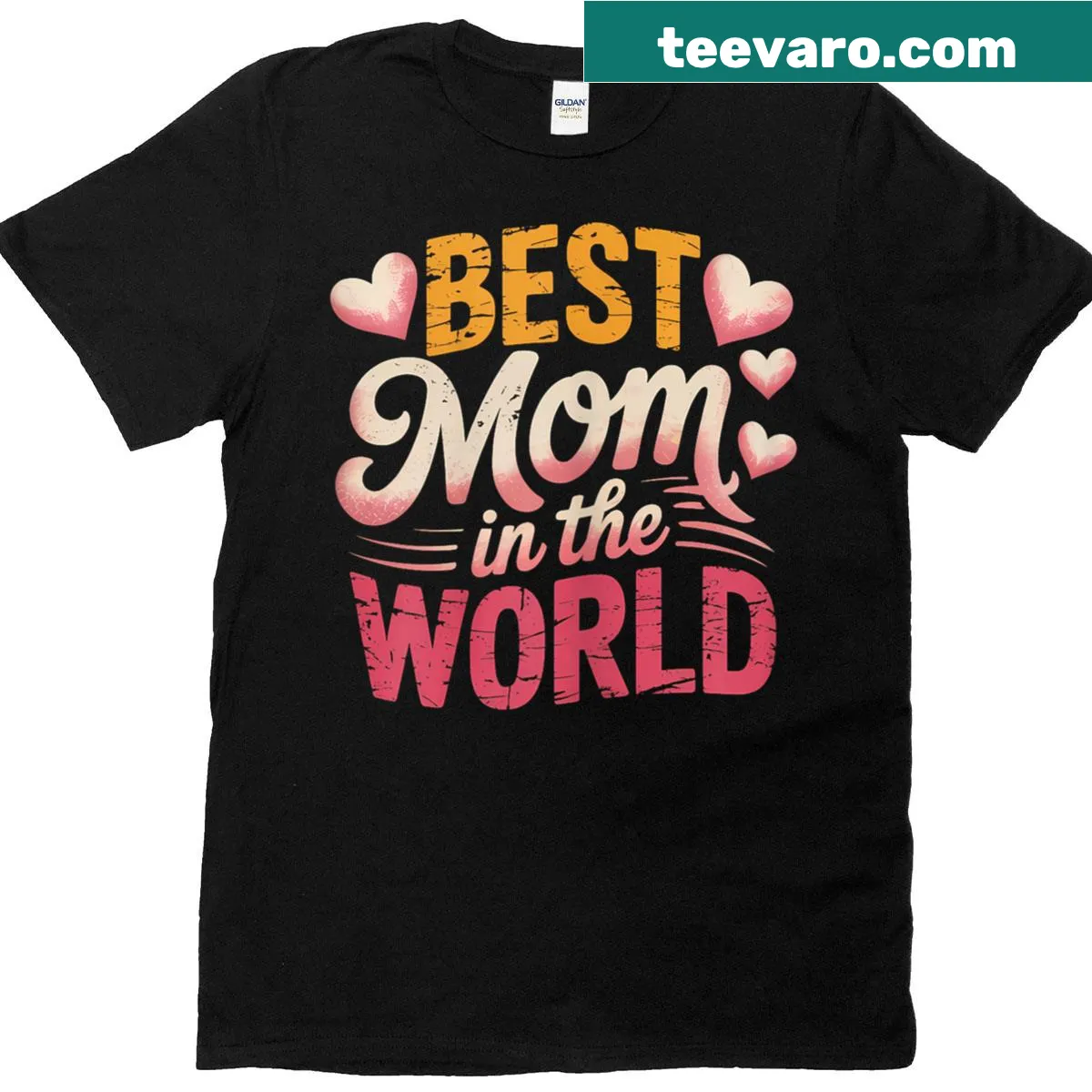 Best Mom In The World T-shirt with heartfelt typography — on a men's t-shirt