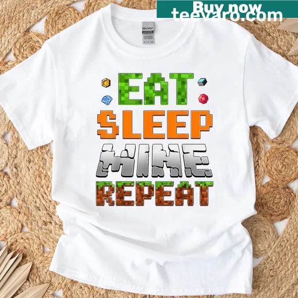 Playful T-shirt with 'Eat Sleep Repeat' slogan for gamers