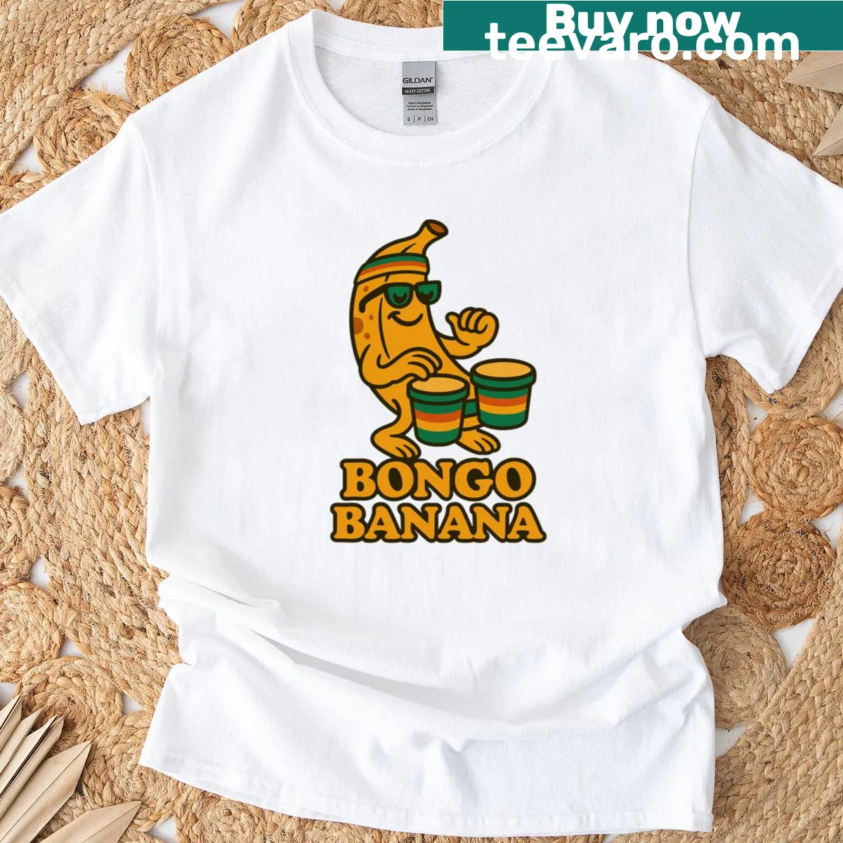 Cartoonish Bongo Banana Peel graphic T-shirt — on a men's t-shirt
