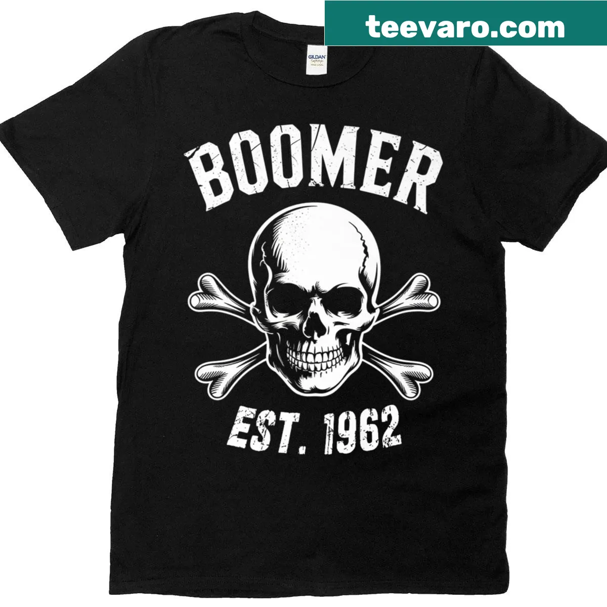 Baby Boomer T-shirt with est. 1962 typography — on a men's t-shirt