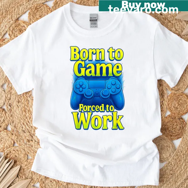 Funny Born To Play Games graphic on T-shirt