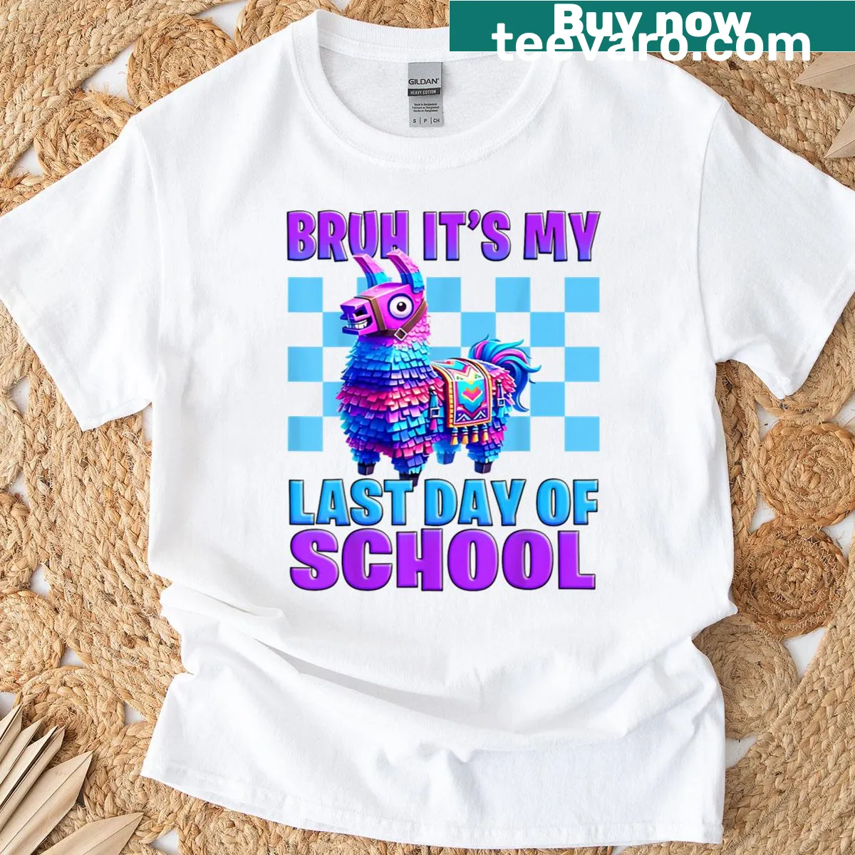 T-shirt featuring a funny llama graphic for last day of school — on a men's t-shirt