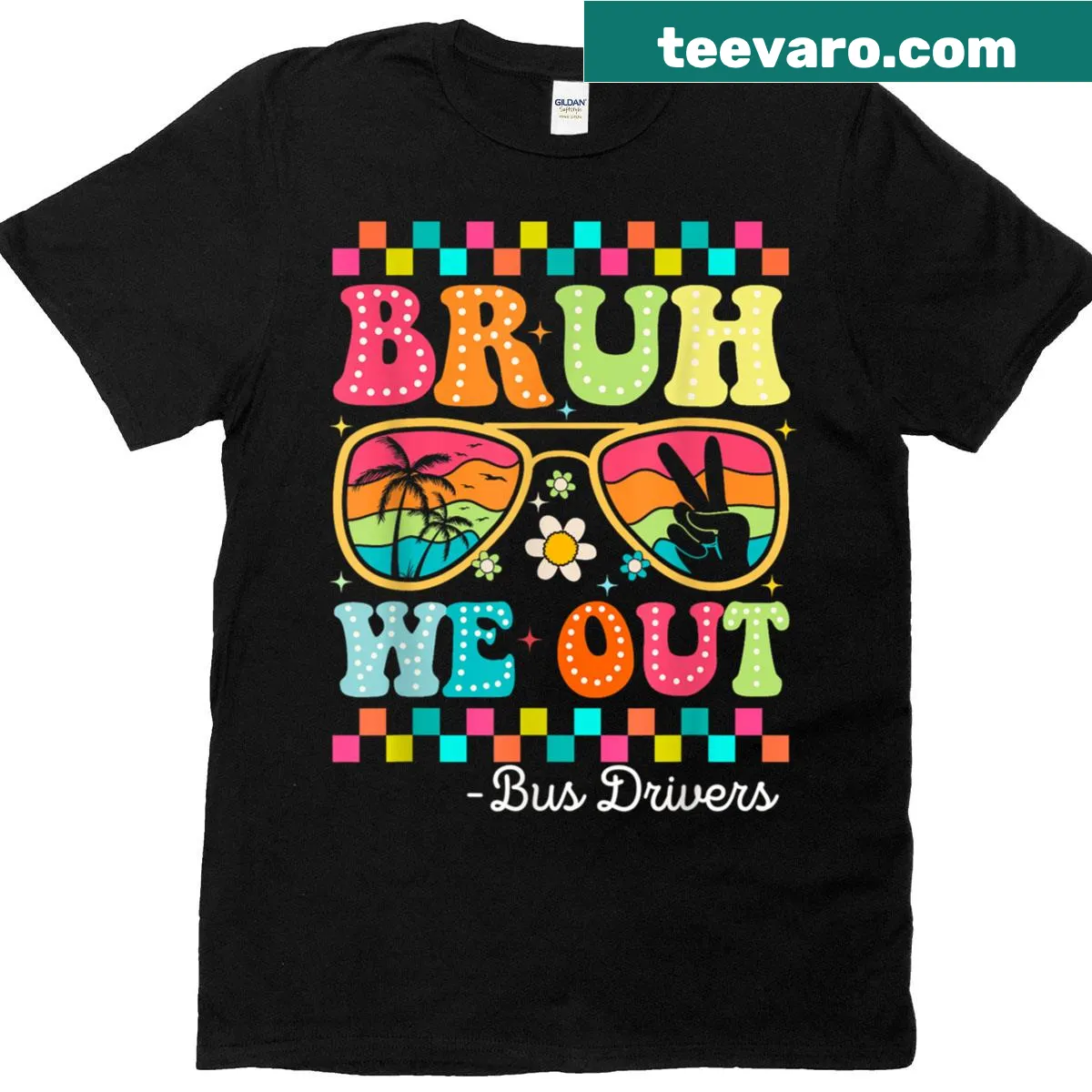 Groovy T-shirt for bus drivers celebrating the last day of school — on a men's t-shirt