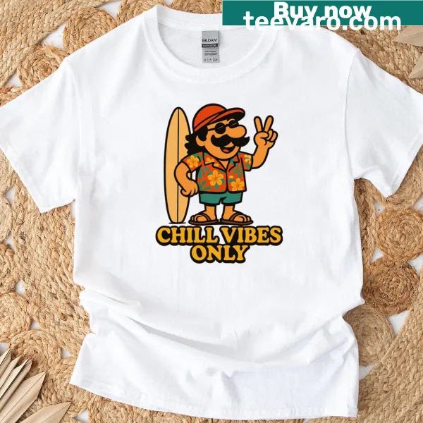 Retro Beach Dude T-shirt with chill vibes graphic