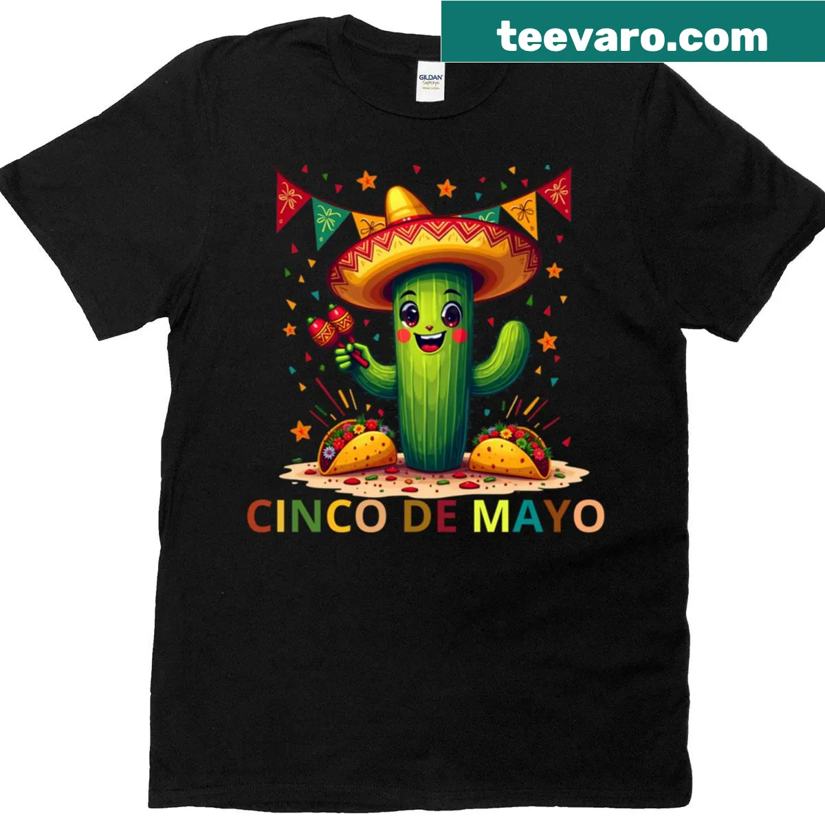 Cinco De Mayo themed t-shirt with humorous festive graphics — on a men's t-shirt