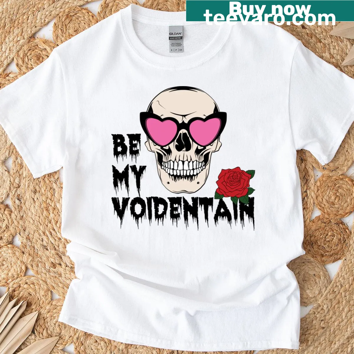 Edgy skull graphic t-shirt with a red rose design — on a men's t-shirt