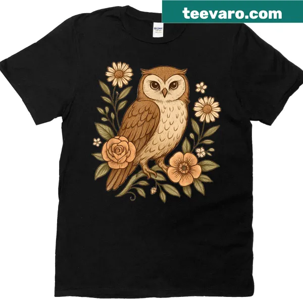Owl and floral design T-shirt for women and girls
