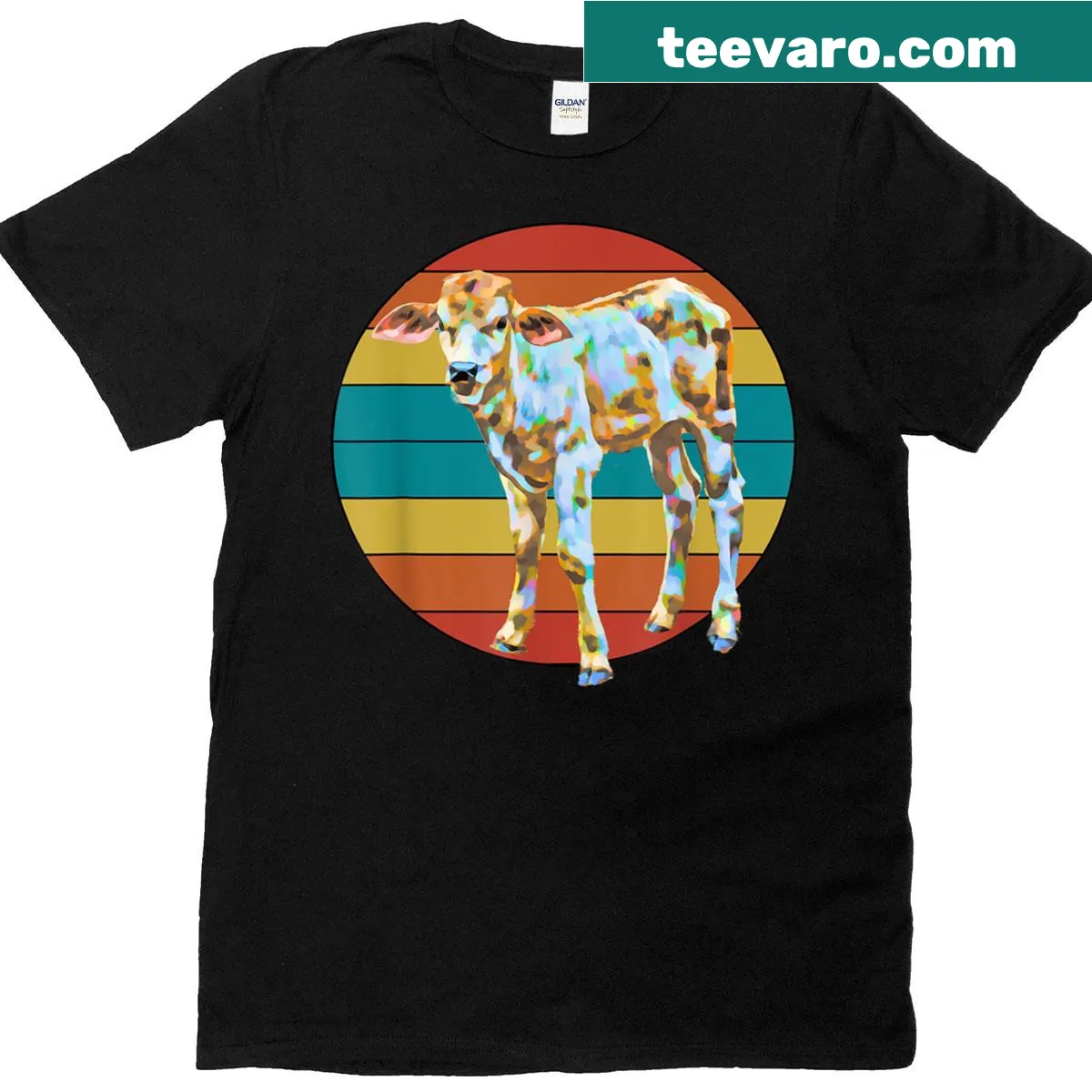 Vintage calf-themed t-shirt for cow lovers of all ages — on a men's t-shirt