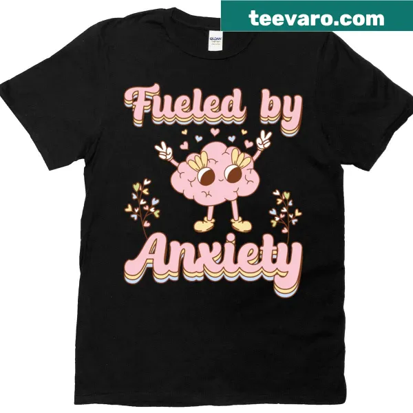 Kawaii brain t-shirt with funny anxiety message