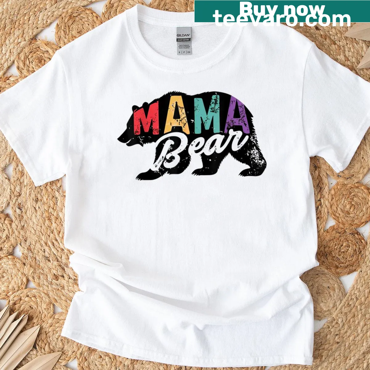 Whimsical Mama Bear t-shirt with fun typography — on a men's t-shirt