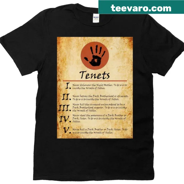 Graphic text displaying Dark Brotherhood tenets from Oblivion