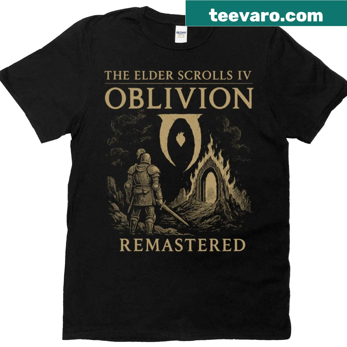 Elder Scrolls IV Oblivion Gate Remastered T-shirt with detailed graphic — on a men's t-shirt