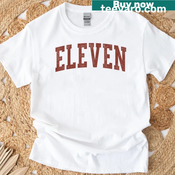 Minimalist 11th birthday T-shirt design featuring the number 11