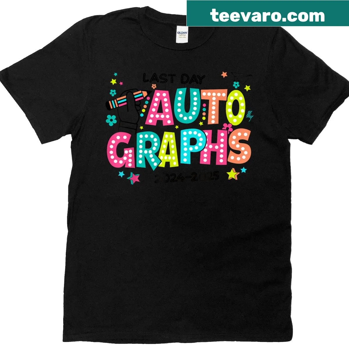 T-shirt for collecting autographs on last day of school — on a men's t-shirt