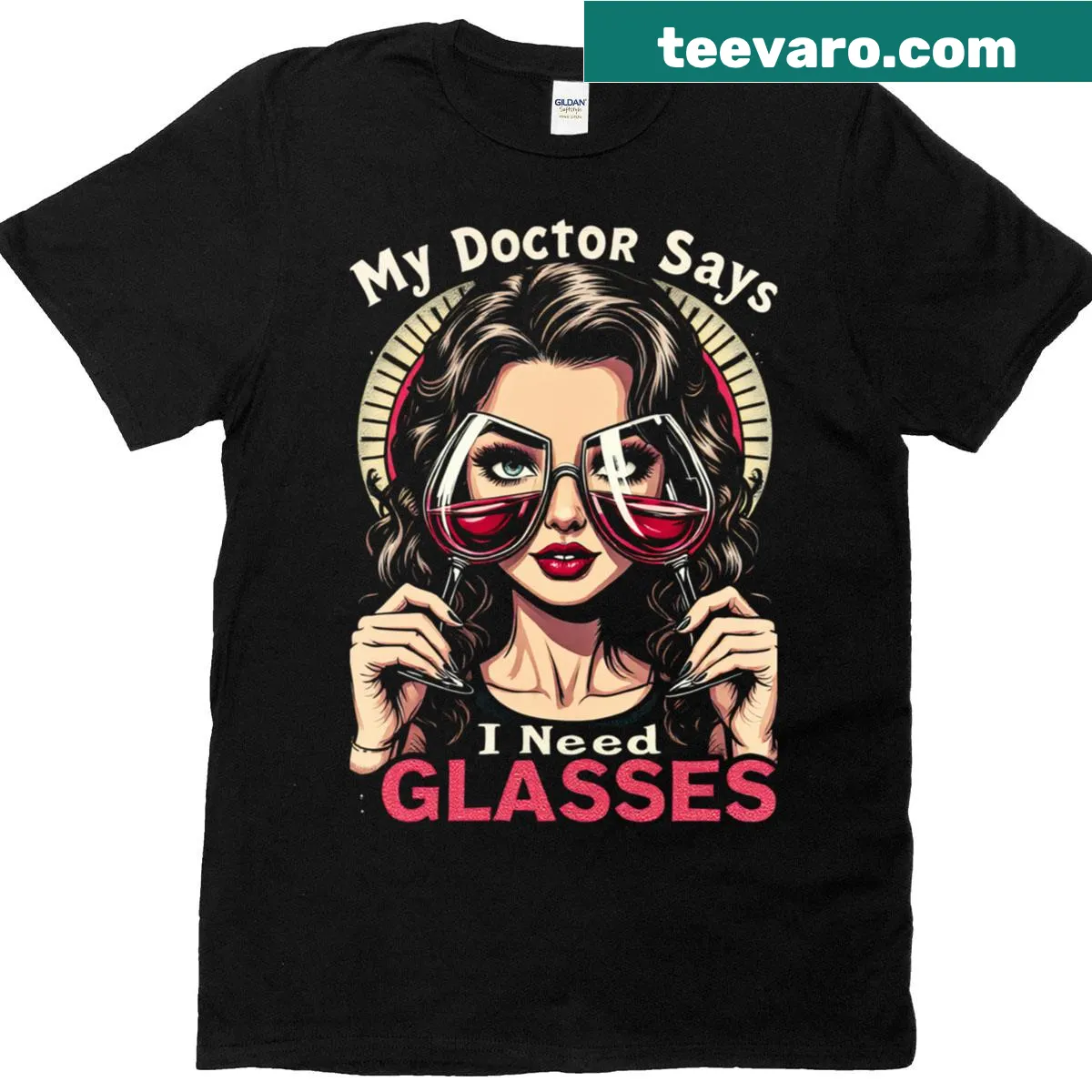 Funny t-shirt for women featuring eye glasses and humorous text — on a men's t-shirt