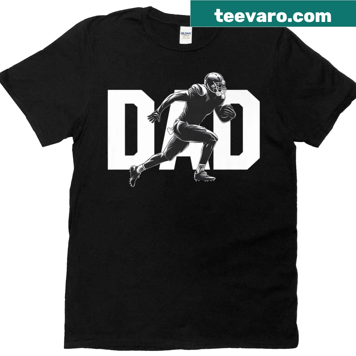 Premium t-shirt featuring an American football player design for proud dads — on a men's t-shirt