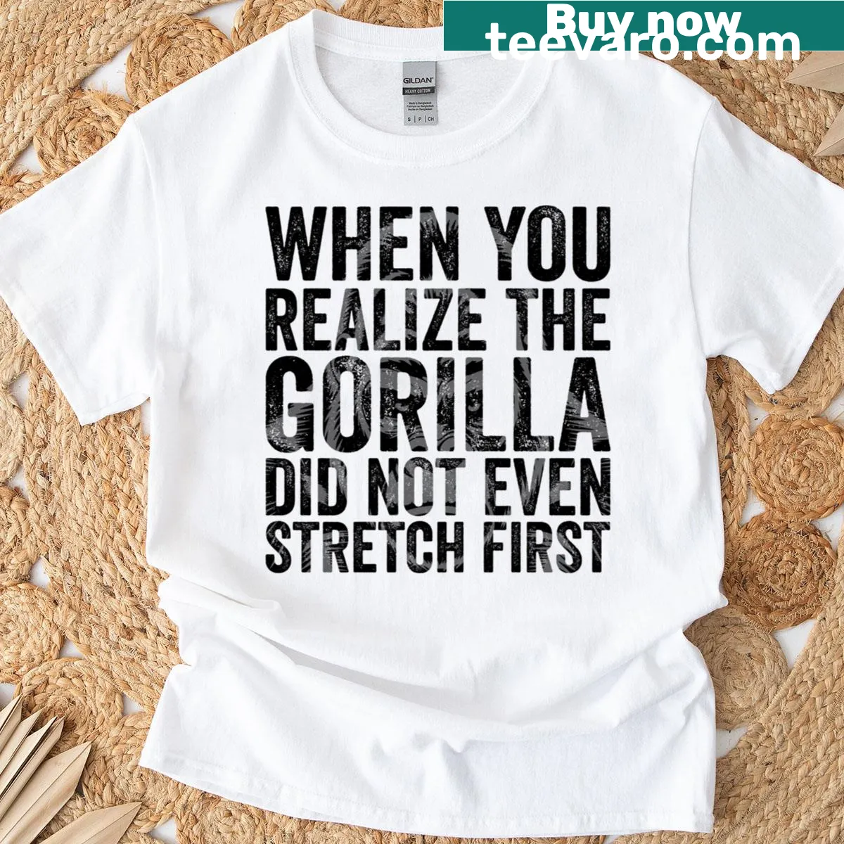 Vintage-style t-shirt featuring fierce gorilla face and beast mode quote — on a men's t-shirt