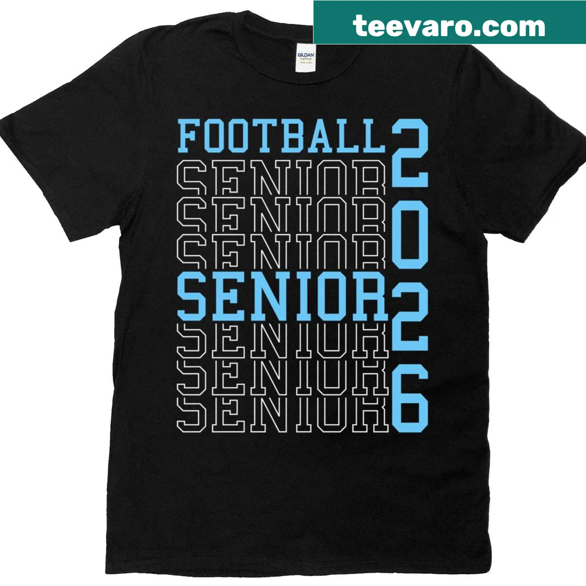 T-shirt celebrating senior football players with 'Senior 2026' text — on a men's t-shirt