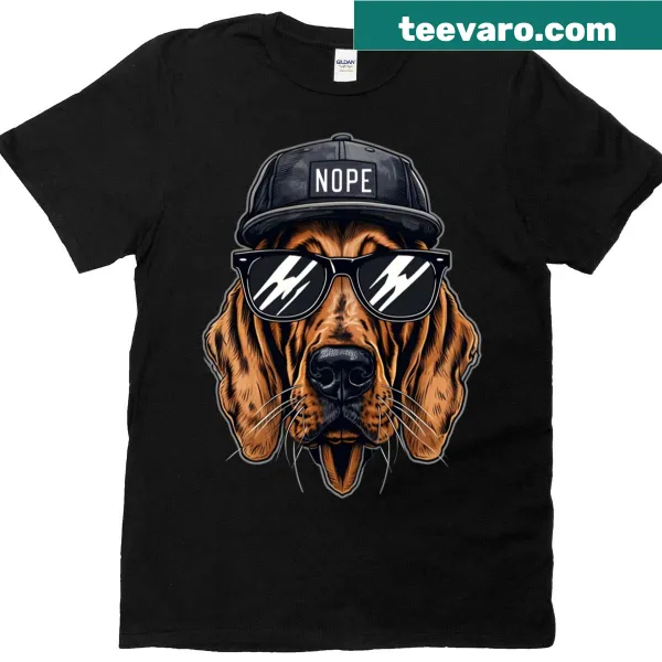 Cartoon-style bloodhound graphic on a humorous dog lover t-shirt