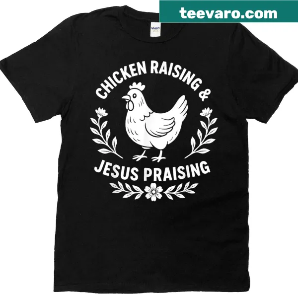 Cute chicken graphic with religious message on a t-shirt