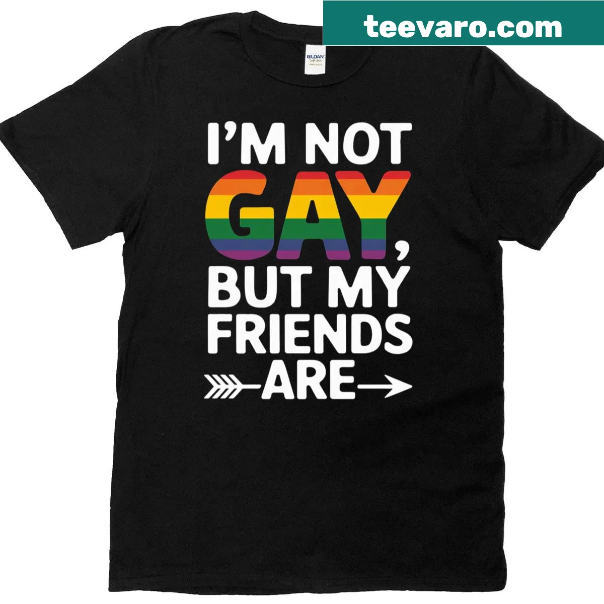 LGBTQ pride t-shirt with humorous rainbow graphics — on a men's t-shirt