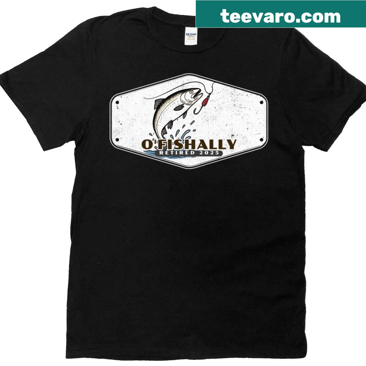 Vintage retro t-shirt with funny fishing retirement design — on a men's t-shirt