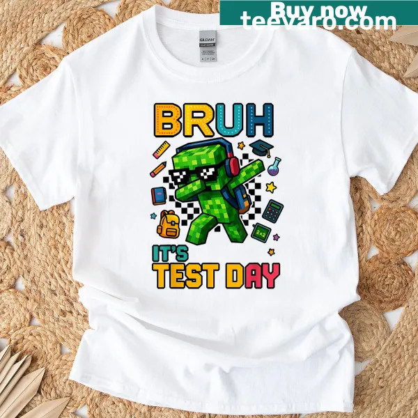 Pixel gamer character dabbing on a funny T-shirt