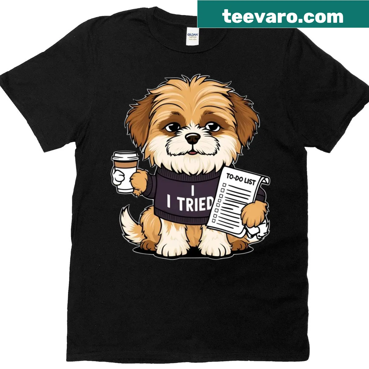 Adorable cartoon puppy T-shirt design for dog lovers — on a men's t-shirt