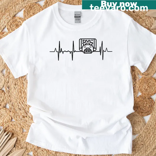 Raglan tee featuring ECG heartbeat design for game designers