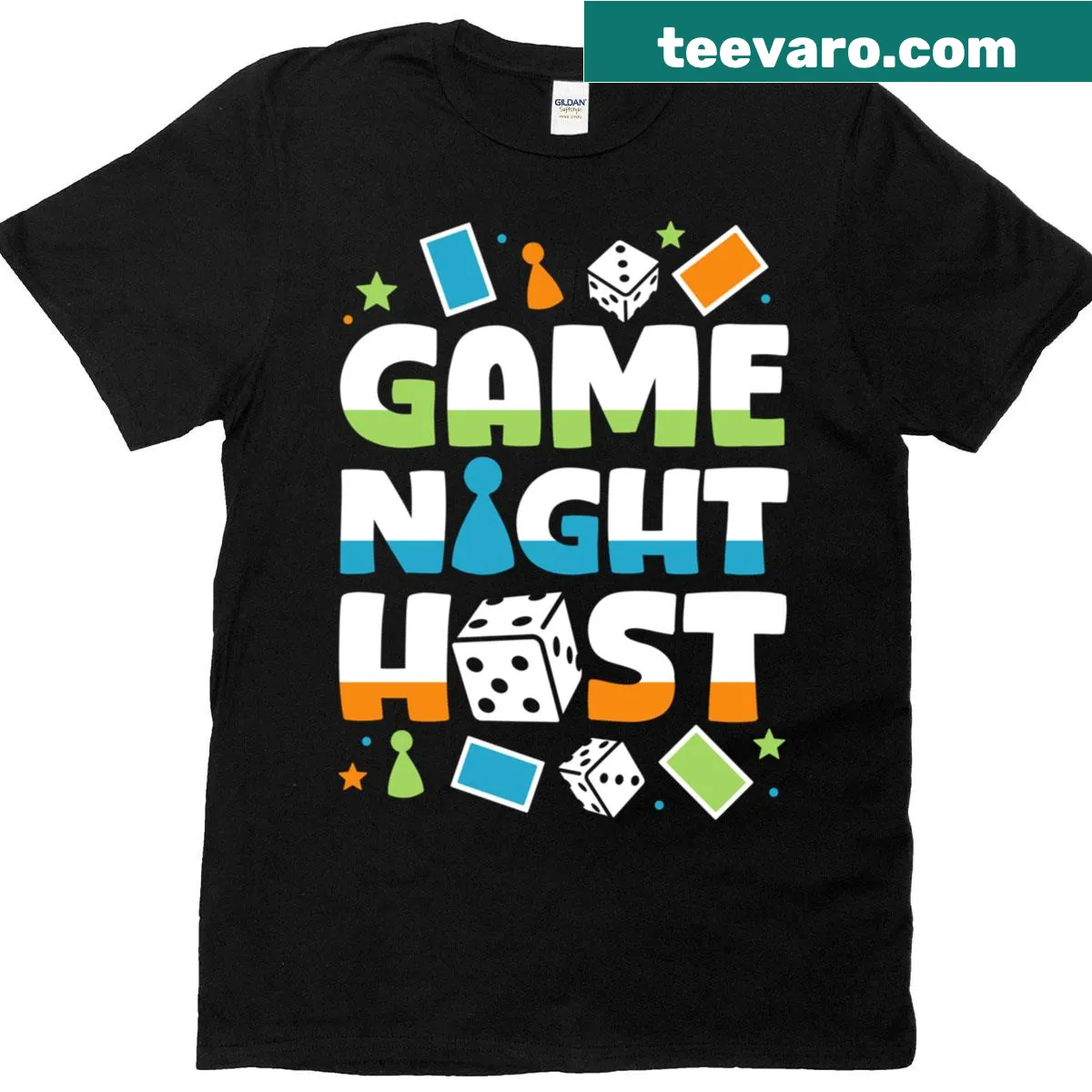 Funny Game Night Host t-shirt with playful typography — on a men's t-shirt