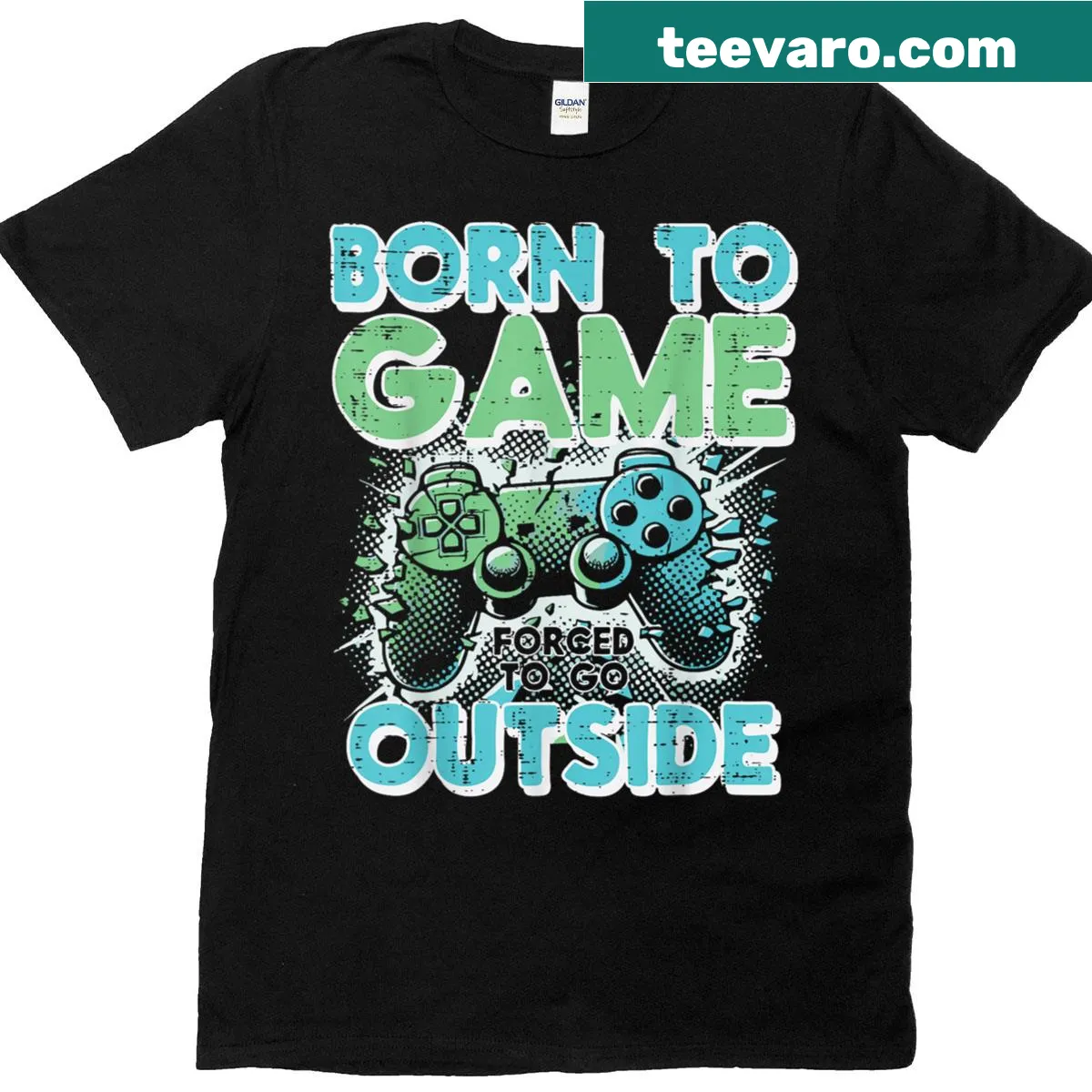 Gaming T-shirt with the phrase 'Born To Game' and controller graphic — on a men's t-shirt