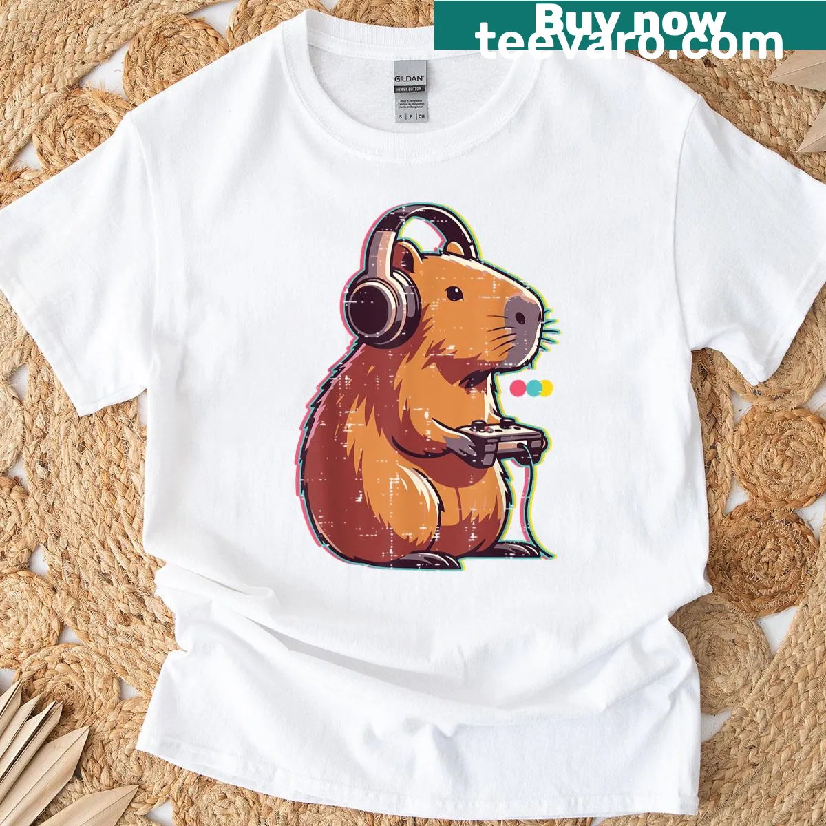 Cute capybara-themed tee for kids and young gamers — on a men's t-shirt