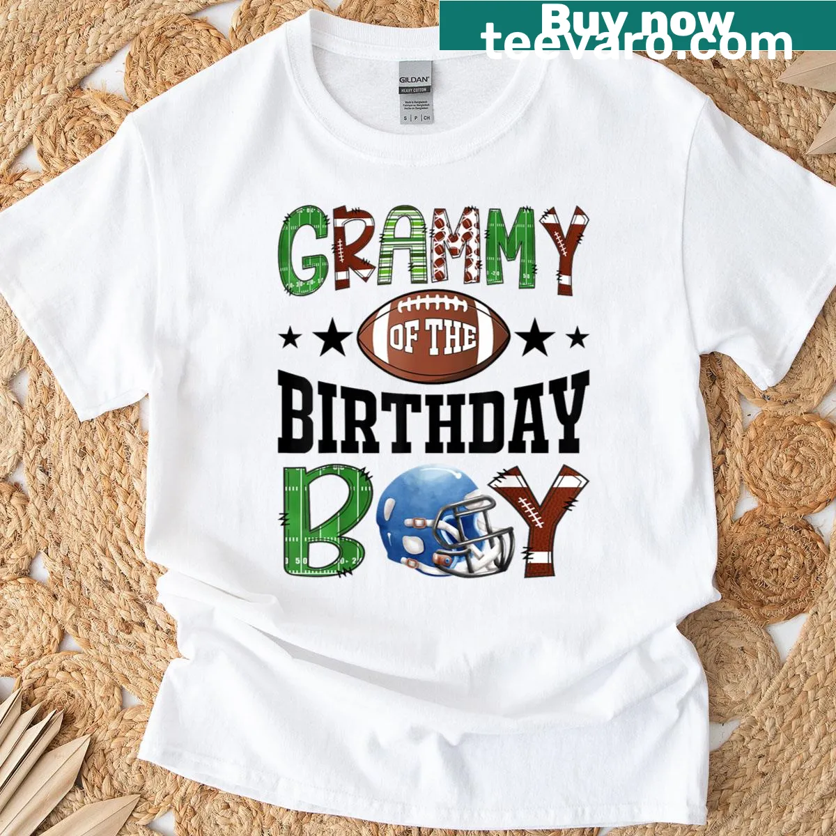 T-shirt for Grammy featuring birthday and football-themed text. — on a men's t-shirt